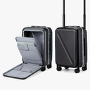 MILADA Luggage Hard Shell Suitcases Airline Approved Carry On Luggage 22x14x9 TSA Approved Luggage 20 Inch Front Opening Pocket Wide Handle Suitcase with Wheels Travel Luggage, Black