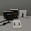 Geetery 5 Pcs Wooden Books Decor for Home with 2 Rattan Balls Fake Modern City Stack Book Aesthetic for Living Room Farmhouse Coffee Table Shelf Decor