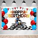 Dirt Bike Happy Birthday Banner Backdrop Motorcycle Motocross Racing Checkered Extreme Sport Theme Background Decor for Riders Boys Girls Birthday Party Favors Decorations Supplies 70.8x47.2in-BECKTEN