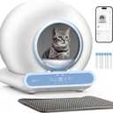 Self Cleaning Litter Box, Integrated Safety Automatic Cat Litter Box Self Cleaning 65L+9L for Multiple Cats, App Control, Odor Removal, Includes Mat & Liner (3 Rolls) - Blue