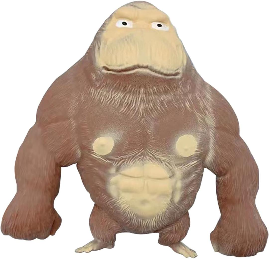 Squishy Monkey Toy - Brown Stretch Gorilla, Stretch Monkey Stress Relief Toy, Novelty TikTok Gorilla Squeeze Toys, Funny Splat Monkey Sensory Stress Toy for Anxiety Women Men Kids (Big)