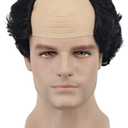 yuehong Adult Short Black Curly Wig Old Men Wig Fluffy Bald Head Wig Receding Hair Wig Synthetic Soft Costumes Cosplay Wigs (Black)