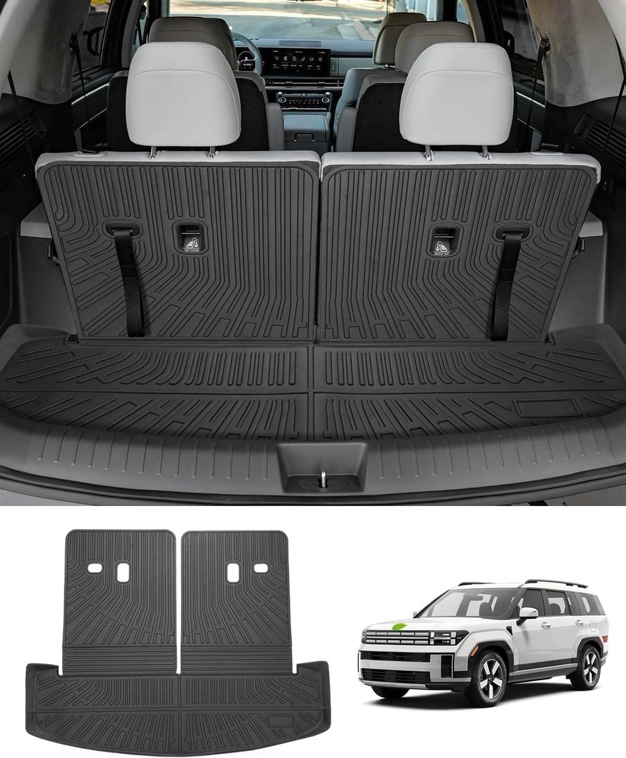 Cargo Liner for Hyundai Santa FE 2024 2025 2026, All Weather Cargo Mat for Santa Fe Accessories, Heavy Duty Trunk Mat with Backrest Mats, Car Accessories