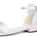 Comfortable Wedding Shoes for Bride Flat Wedding Sandals Open Toe Bridal Flats with Bow, 9