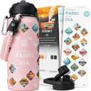 National Parks Water Bottle  32 oz Insulated Stainless Steel Water Jug with 63 Hand-Drawn Park Stickers, Outdoor Accessories & Gift Box  BPA-Free  Ideal for Hiking, Camping & Travel (Pink)