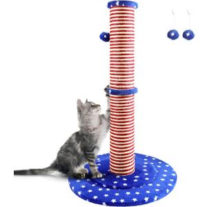 34.3" Tall Cat Scratching Post Clearance,Heavy Duty Sisal Scratch Post for Indoor Large Cats,Cute Cat Tree Tower with Interactive Hanging Ball