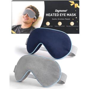 Dymmo Warm Compress for Eyes - Microwavable Eye Mask with Moist Heat Relief for Eye Comfort & Relaxation, Includes 2 Washable Covers & 1 Eye Heating Pad