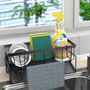Sponge Holder for Kitchen Sink with Auto Draining Tray, Steel Sink Caddy, Kitchen Gadgets Accessories