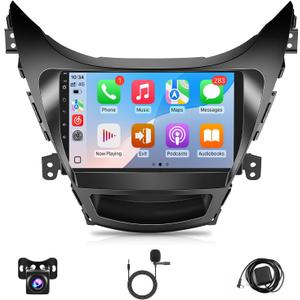 Leadfan Car Radio for Hyundai Elantra 2011 2012 2013 Stereo with Wireless Carplay Android Auto, 9'' Touchscreen for Hyundai Elantra GPS Navigation Bluetooth WiFi Rear Camera FM Mirrorlink Split Screen