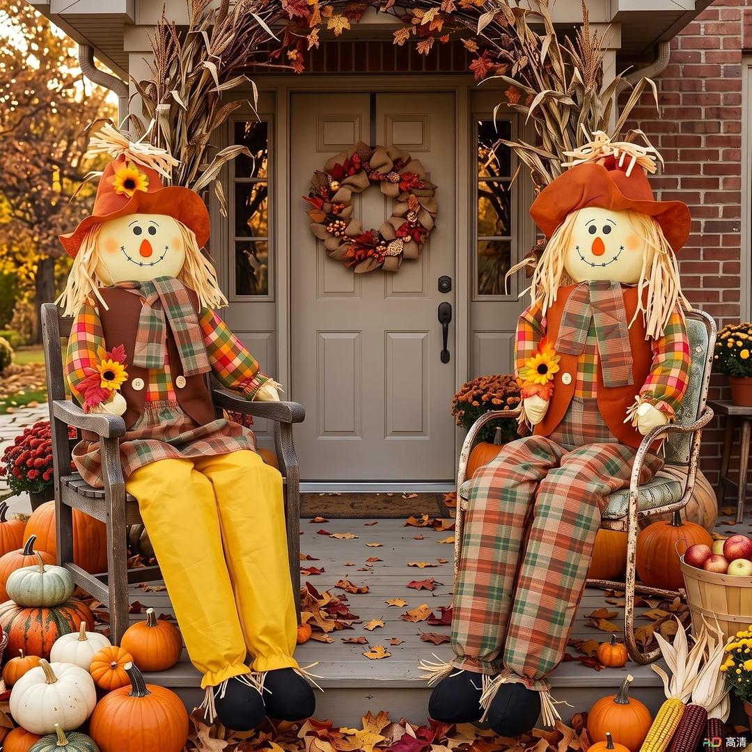 2 Pack 60" Large Scarecrow Thanksgiving Fall Sitting Scarecrow, Fashion
Halloween Scarecrow Decoration Outdoor Fall Life Size Scarecrows Thanksgiving Autumn Harvest Decoration for Garden Yard Porch