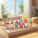 ShinyRelief 6 Pcs Summer Figurines Resin Gnome Tabletop Sea Star Shell Sculpture Decoration Blue Pink Table Centerpiece for Dining Room Home Party Supplies Gifts Decor