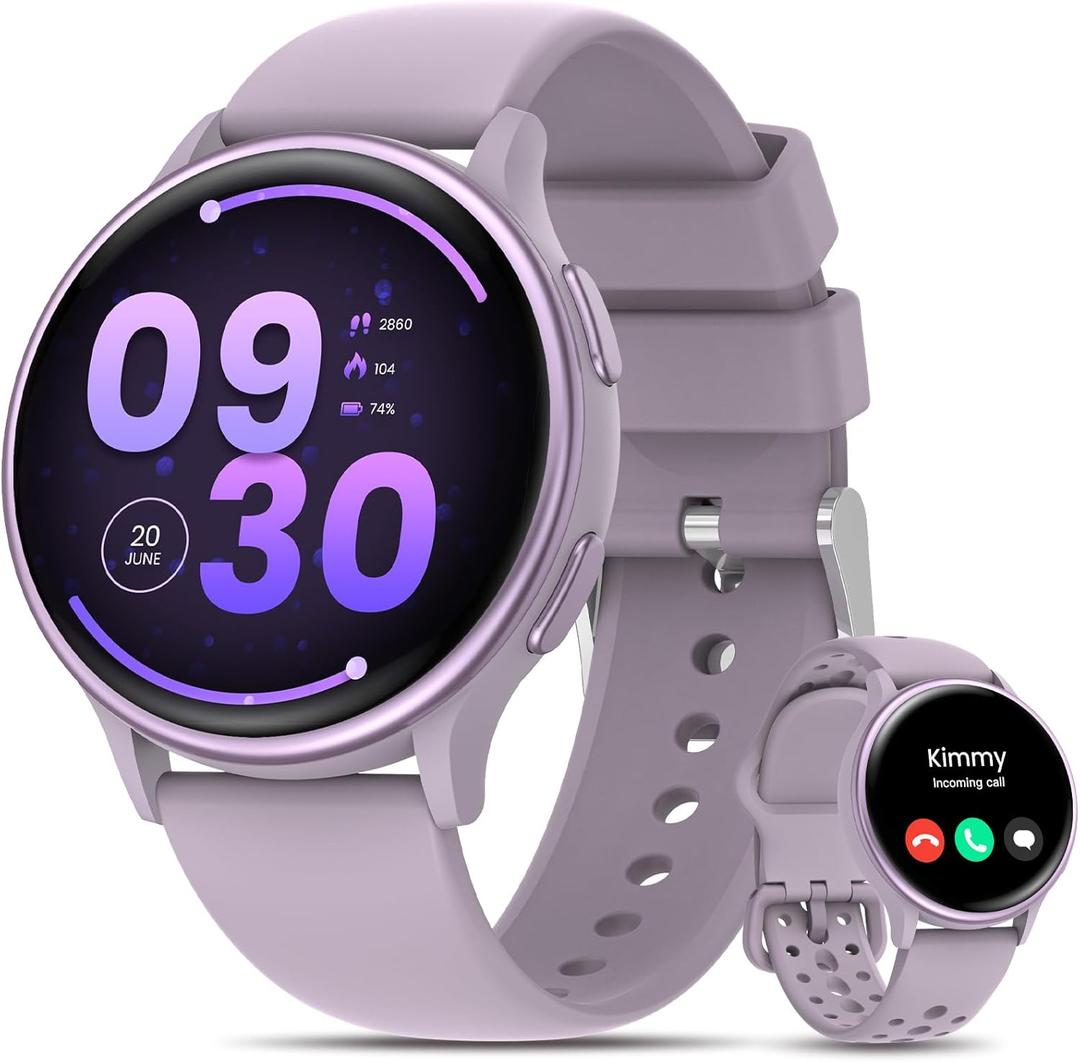 Smart Watches for Women for iPhone/Samsung/Android(Answer/Make Calls),1.27'' AMOLED Screen Activity Fitness Trackers with Heart Rate/Sleep/SpO2 Monitor,120+ Sport Modes IP68 Fitness Watch 2Band Purple