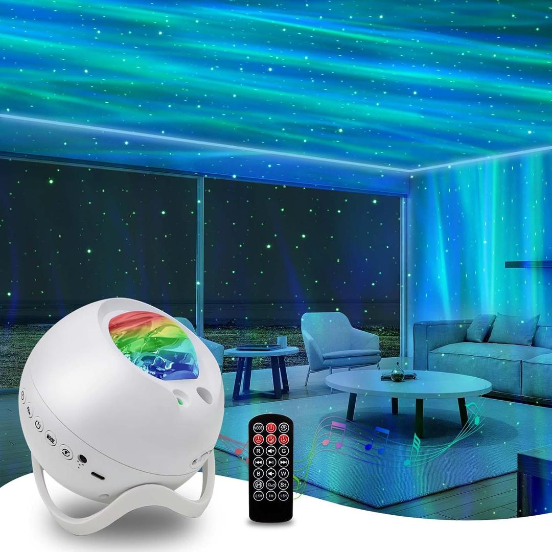 HERHOTER Star Projector,Northern Lights Projector,with Bluetooth Speaker, White Noise, Remote Control,Night Light,for Game Room, Adults, Family Gatherings,Galaxy Projector Bedroom (5.3in)