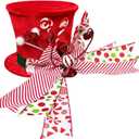 Christmas Tree Topper 9.8 X 8.3 Inch Collapsible Christmas Tree Topper with Bow and Crutch Candy Decorations Top Hat for Xmas Festive Decor