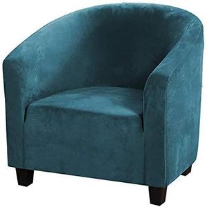 MIFXIN Tub Chair Slipcover Velvet High Stretch Club Chair Cover Spandex Elastic Armchair Couch Cover Sofa Furniture Protector for Living Room Hotel Bar Counter (Deep Blue)