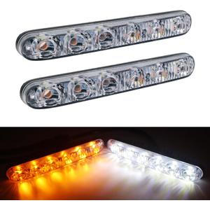 Auto 2PCS Fit 6 LED High Power LED Daytime Running Turn lights Lights Driving Lamp Universal Kit LED Car Fog Light (White turn yellow)