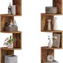 HOOBRO Corner Shelf Wall-Mounted, Set of 2 Floating Corner Shelves for Wall, 5-Tier Corner Bookshelves for Living Room, Bedroom, Bathroom, Home Office, Rustic Brown BF26BJP201, 49.2 Inches