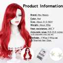 Red Curly Wig, Max Beauty Red Mermaid Cosplay Wigs for Woman with Starfish Hair Clips, Adult Long Hair Daily Wig Heat Resistant Synthetic Fiber for Halloween for Cosplay for Christmas (Red 1)