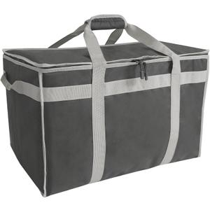 D&ONEHOS XXXL Insulated Food Delivery Bag with Side Handles, Insulated Grocery Bag for HOT/COLD Food Reusable Fit for Uber Eats, Doordash (23x14x15) (Gray + silver webbing)