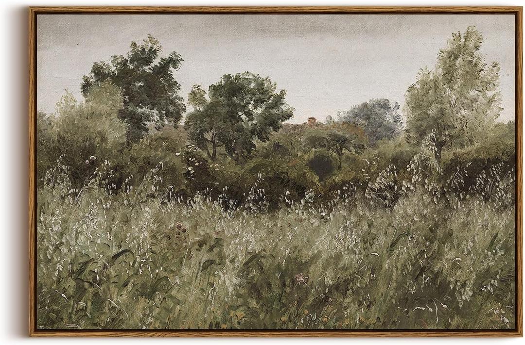 InSimSea Framed Canvas Wall Art Vintage Decor, Large Art Countryside Field Modern Farmhouse Wall Decor for Living Room, Bedroom, French Country Decorations Prints, 20"x30" (Grassland)