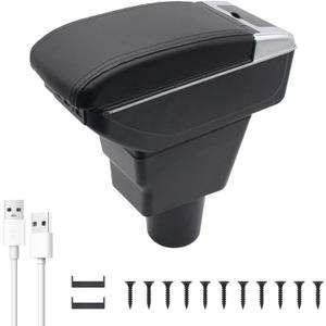 YJYWZH Car Armrest Storage Box for Chevrolet Chevy Spark 2016-2022 Accessories Center Console Cup Holder Leather Double-Layer Storage Box with 7 USB Ports (Spark 2016-2022, 7USB Black Thread)