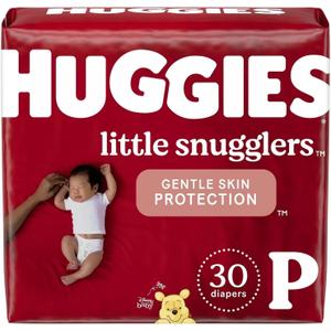 HUGGIES Little Snugglers Baby Diapers, Size Preemie, 30 Count, Convenience Pack 
