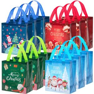 Mr. Pen- Christmas Gift Bags with Handles, 12 Packs, 8.5” x 9”, 4 Styles, Christmas Paper Bags