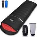 Down Sleeping Bag for Adults, 600 Fill Power, Ultralight & Compact with Compression Sack for Backpacking, Camping, Hiking (1500g Down Filling-Black-Right Zip)