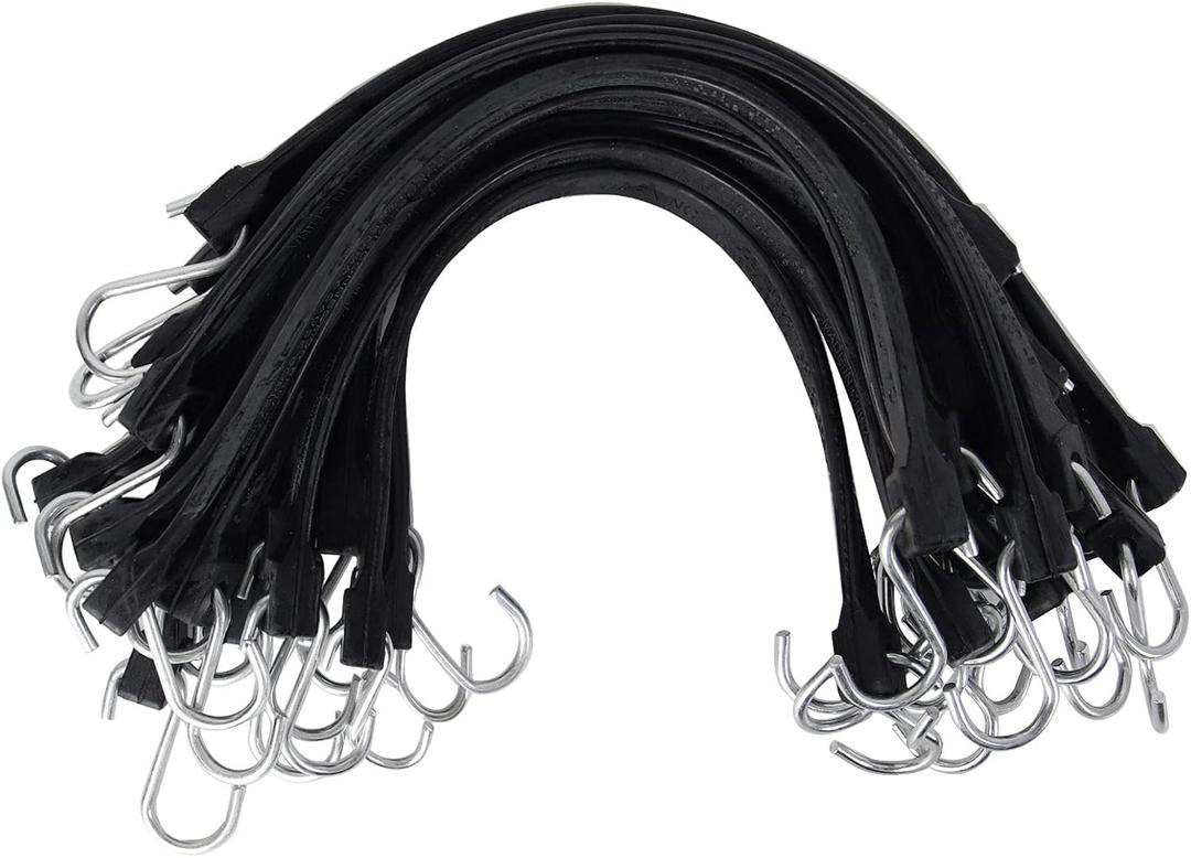 XSTRAP STANDARD 20 Pack 15'' Adjustable Rubber Tarp Straps, EPDM Bungee Cords with Metal S Hooks Tie Down Straps for Outdoor, Tarp Covers, Canvas Canopies, Motorcycle, and Cargo