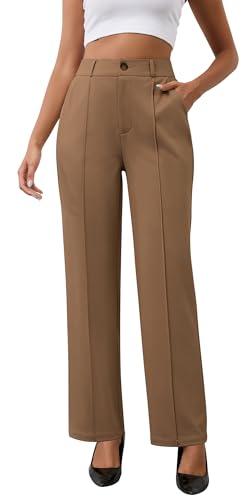 AVAMO Stretchy Work Pants High Waisted Slacks for Women Dress Pants Business Casual Pants Office Trousers with Pockets M