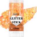 DAGEDA Orange Body Glitter Stick,Sparkly Face Glitter Makeup,Holographic Hair Glitters Mermaid Makeup Rave Outfits for Women, Shimmer Face Paint Stick Singer Concert Accessories