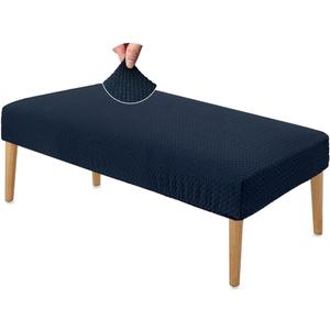 NeColorLife Dining Bench Cover Stretch Jacquard Fabric Thick Cushion Protector for Living Room,Bedroom,Medium Size,Navy Blue
