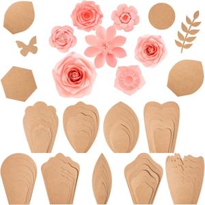 Harloon 60 Pcs Large Paper Flower Template Kit DIY Paper Decorations for Wall Petal Stencil, 9 Types of Flowers for Wedding Birthday Party Photography Backdrop