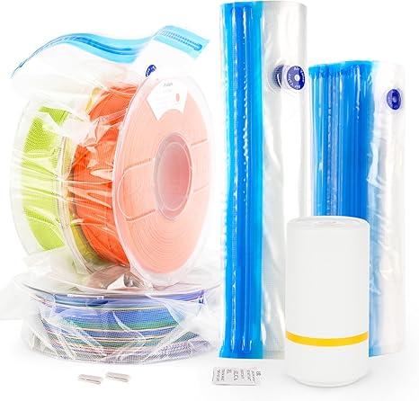 AMOLEN Filament Storage Bags Vacuum Kit, Cleaning Drying Sealed 30 Bags with Two Sizes for 3D Printer Filament with Automatic Pumps/Desiccants/Clips