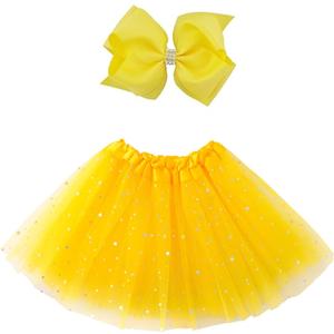 Jastore Girls Layered Stars Sequins Tutu Skirt Princess Ballet Dance Dress for 2-8 Years (One Size, Yellow)