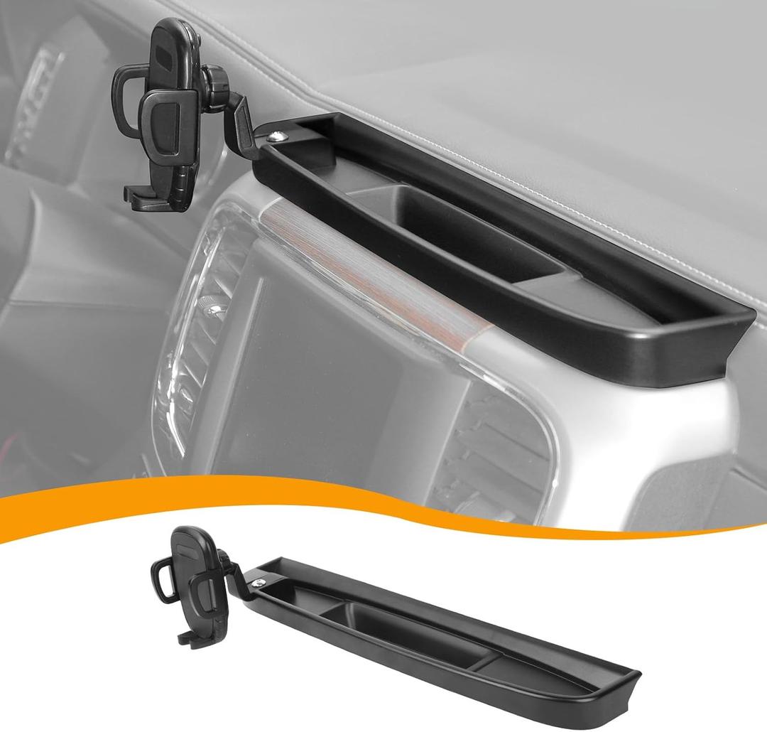 Hoolcar Phone Holder Mount Dash Multi-Mount Phone Kit with Storage Box Compatible with Dodge Ram 2012-2017, Interior Accessories