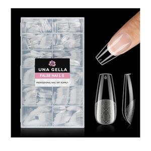 UNA GELLA Medium Coffin Nails Tips 504pcs - Gel Nail Tips Coffin Acrylic Full Cover Pre-buff Soft Gel Nail Tips Half Matte For Nail Extension Home DIY Salon 12 Sizes