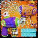 2 Pack Halloween Bubble Guns for Kids- Pumpkin & Ghost Bubble Machine with LED Lights, No-Leak Design - Halloween Toys & Gifts for Toddlers, Kids - with 10 Bubble Concentrates