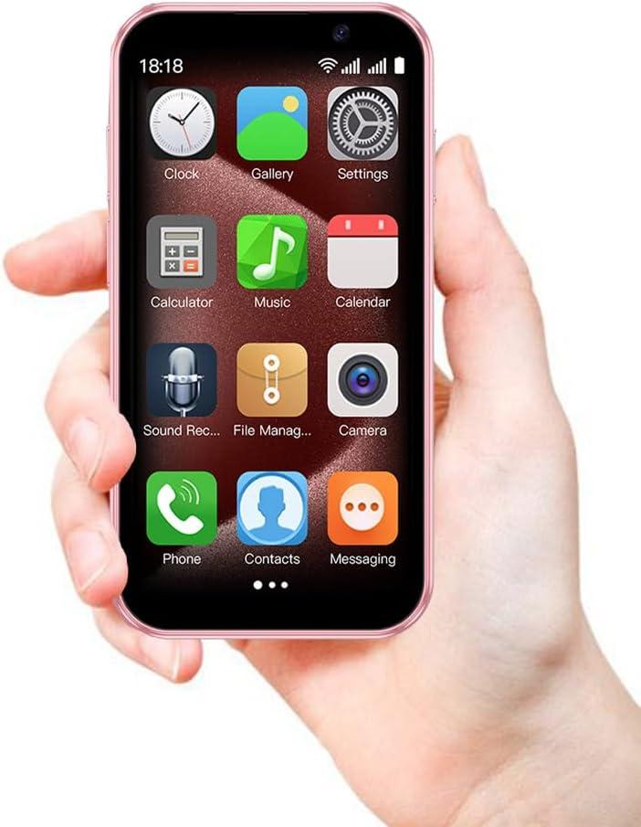 Mini Smartphone 3G Unlocked 3.0 Inch Dual Sim Face ID Best Gift for Kids World's Smallest Phone Premium Child Small Student Pocket Cellphone, 2+16GB (Pink)