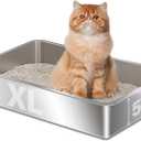 Stainless Steel Litter Box,XL Metal Litter Box for Cat,Easy Clean Non Stick No Smell Metal Litterbox for Kitty/Multi-Cats (XLarge:22.4"x14.5"x5.1")