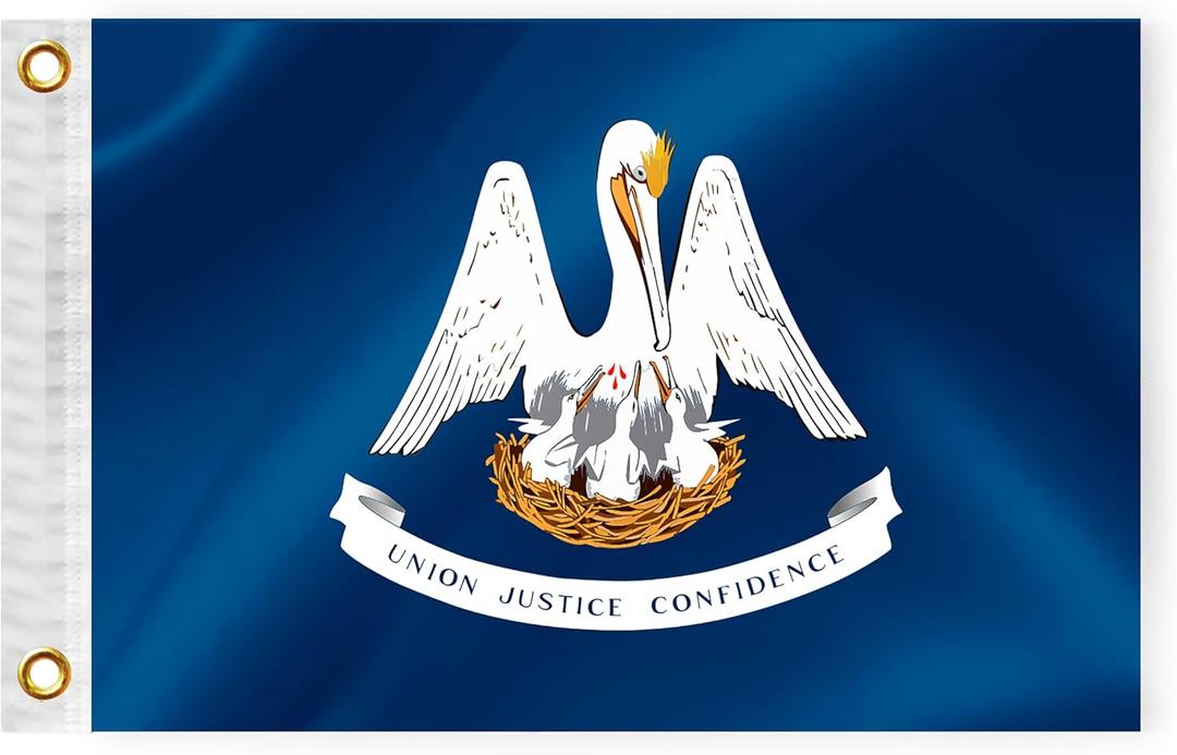 Louisiana State Boat Nautical Flag 12x18 Inch Double Sided 3 Ply LA Marine Flag Nylon Small Yacht Sail Pontoon Boat ATV Bike Truck Motorcycle Banner Brass Grommets Patriotic Outside(LA)