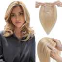 Elailite Hair Toppers for Women Real Human Hair Topper Thinning Thin 5.1"x2.8" Silk Base Clip in Remy Hairpieces 18 Inch Sandy Blonde mix Bleach Blonde