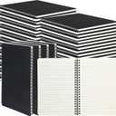 miikoul 60 Packs A5 Spiral Notebooks, Black Ruled Notebooks Bulk, 8.0"5.6", 60 Sheets/120 Pages, Hardcover Lined Journal Notepad Travel Notebooks for Office and Back to School Supplies