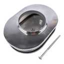 TEKKOAUTO 12" Oval Full Finned Air Cleaner Polished Aluminum Replacement for 5-1/8” Carburetors