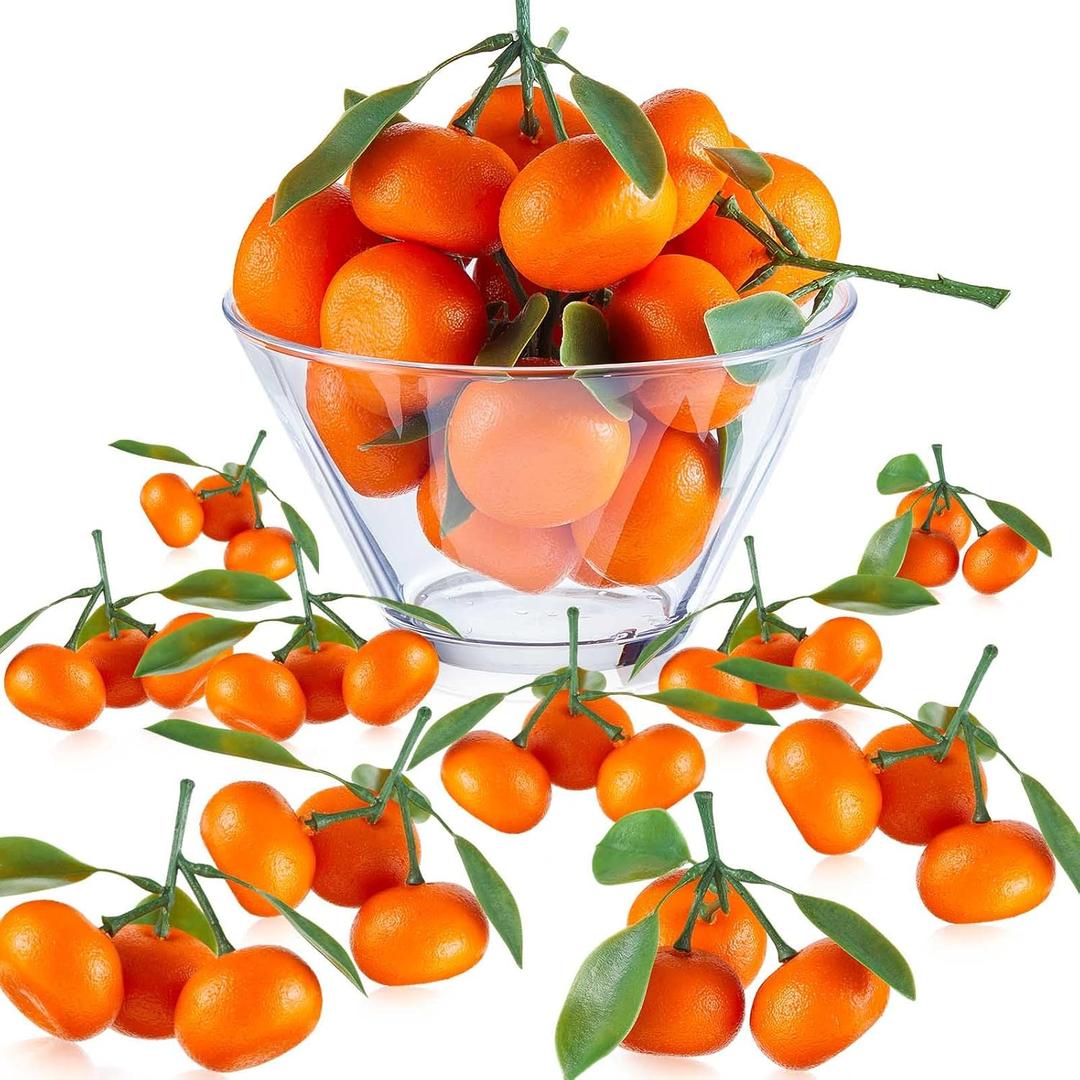 WILLBOND 15 Clusters Artificial Mini Orange Simulation Decorative Tangerine Kitchen Table Fake Orange Realistic Artificial Fruit Bowl Tray Faux Fruit for Home Party Kitchen Festival Decor