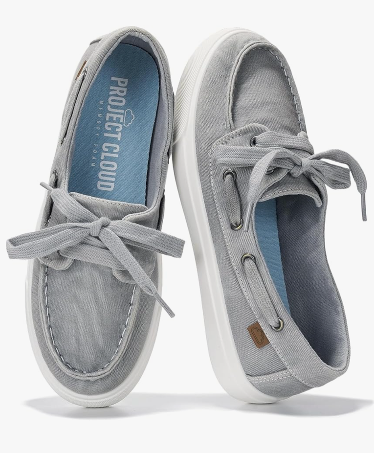 Project Cloud Sneakers for Women - Memory Foam Spring Shoes for Women Footwear - Slip-On Boat Shoes - Non Slip Fashion Sneakers - Lightweight Loafers (Seasalt, Gray, 10)