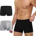 Battewa Cotton Incontinence Underwear for Men Light Protective Boxer Brief Leak Proof Underwear for Bladder Leakage 50ml (Medium, Black-gray)