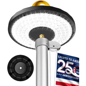 Solar Flag Pole Light for American Flag, 132 LED Solar Flagpole Light with 2600mAh Battery for 15-25 FT Flagpoles, Dusk to Dawn Auto On/Off, 3 Brightness Modes, IP65 Waterproof Outdoor Flag Light