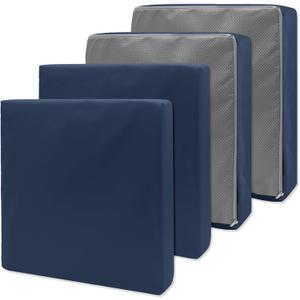 Patio Seat Cushion Cover Replacement, Waterproof Outdoor Cushion Covers for Patio Furniture Anti-Slip Seat Slicovers for Garden Wicker Chair, 4 Pack, 26"x26"x4", Navy Blue