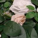 Ling's Moment 5FT White Artificial Flower Garland Fake Rose Green Leaves Floral Garland Arch Flowers Vine for Wedding Party Backdrop Decor Mantel Home Table Centerpieces Window Decorations